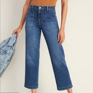 High-Waisted Slim Wide-Leg Jeans
